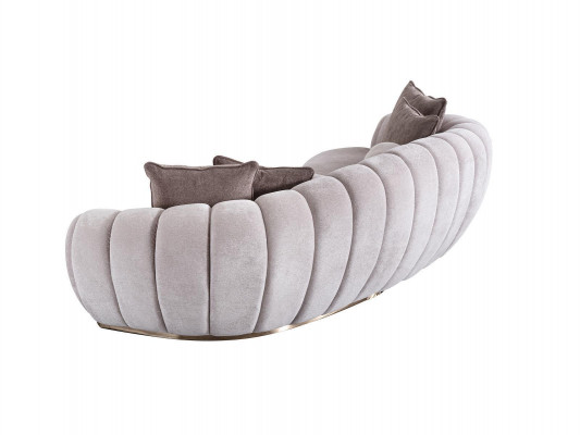 Luxus Sofa Big Couch Runde Couchen xxl Sofas Sitzmöbel Stoff 263cm Grau