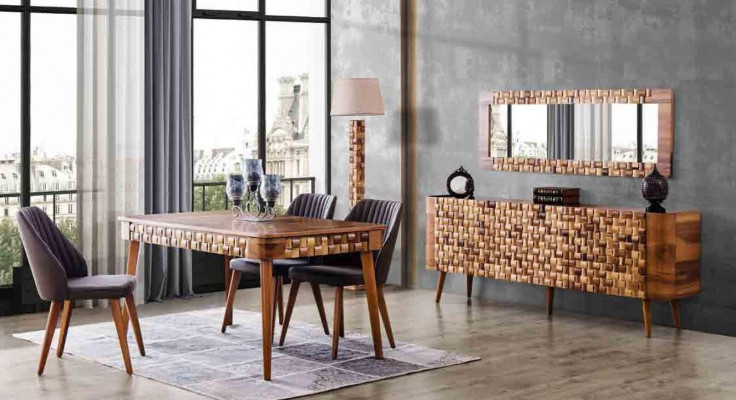 Esszimmer Set Anrichte Esstisch 4x Stuhl Garnitur Tisch Gruppe 7tlg. Sets Modern