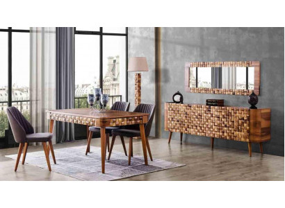 Esszimmer Set Anrichte Esstisch 4x Stuhl Garnitur Tisch Gruppe 7tlg. Sets Modern