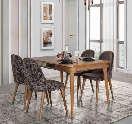 Tisch Design Stühle 5tlg Esszimmer Holz Tische Essgruppe Set Stuhl Gruppe Neu