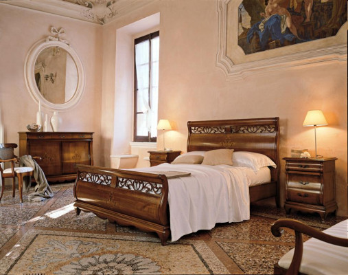 Schlafzimmermöbel Set 4tlg. Bett 2 Nachttische Kommode Massivholz Design Möbel