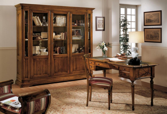 Schrank Regal Wohnzimmer Bücherregal Holz Büroschrank Schränke Vitrine Italien