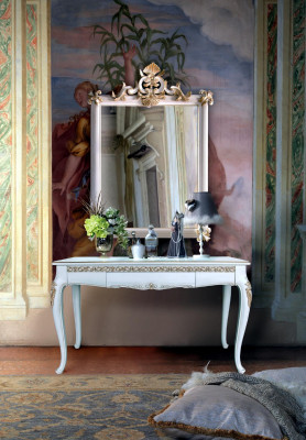 Möbel Stil Barock Konsolentisch Spiegel Holz Italienische Tische Konsolen 2tlg.