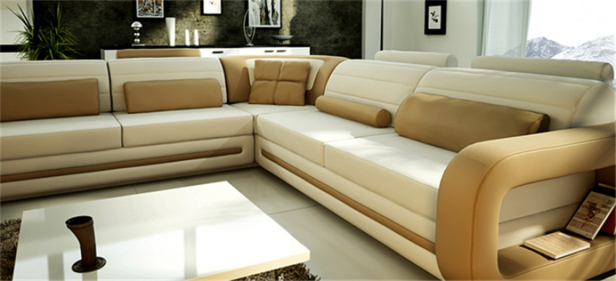 Designer Couch U Form Ecksofa Polster Couch Leder Garnituren Wohnlandschaft Neu