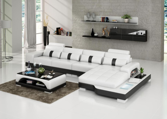 Ecksofa Sofa Wohnlandschaft L Form Polster Couch Ledersofa Sofas