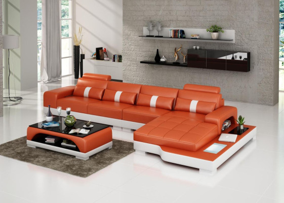 Ecksofa Sofa Wohnlandschaft L Form Polster Couch Ledersofa Sofas