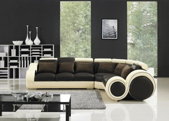 Ecksofa Leder Sofa Couch Polster Eck Sitz Wohnlandschaft Garnitur L-Form Stoff