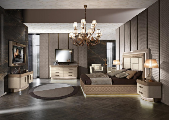 Bett Nachttisch Kommode Schlafzimmer Set Design Luxus Komplett Italien Neu 7tlg.