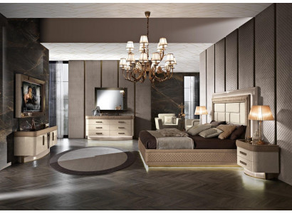 Bett Nachttisch Kommode Schlafzimmer Set Design Luxus Komplett Italien Neu 7tlg.