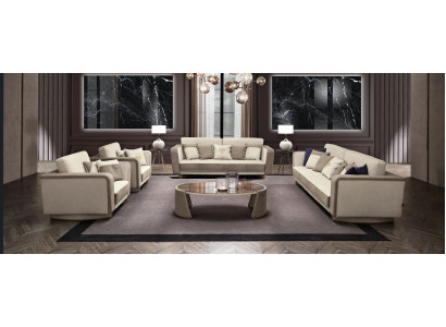 Luxus Möbel Sofagarnitur Couch Sofa Polster 3 3 1 1 Sitzer Couchtisch Holz 5tlg.
