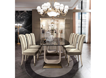 Esszimmer Set Garnitur 6x Stühle Esstisch Gruppe Essgruppe Vitrinen Tisch 7tlg