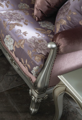 Klassischer Sessel mit Blumenmuster Lila Sofa Einsitzer Barock Rokoko