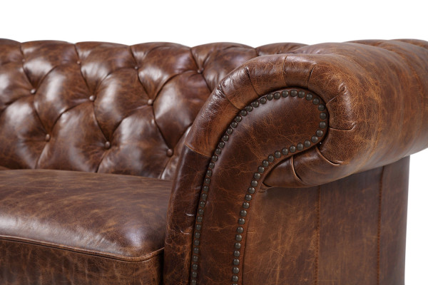 Chesterfield 100% Echtes Leder Ledersofa Sofa Couch Polster Klassische Couchen
