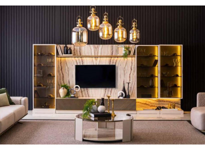 Elegant Wohnwand Wohnzimmer Anbau Wand 388cm Luxus Wohnwände Sideboard