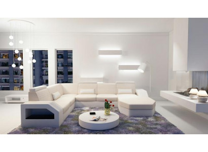 Designer Sofa Ecksofa Leder Stoff Textil Polster Garnitur Wohnlandschaft