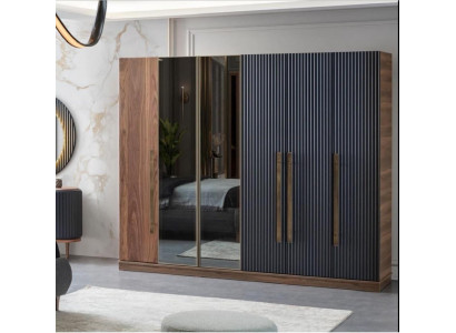 Brauner Kleiderschrank Designer Luxus Möbel Holzschrank Einrichtung Schrank
