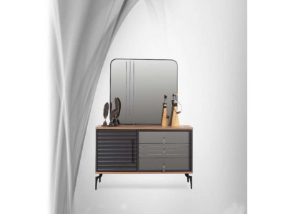 Stilvolle Braune Kommde Rechteckiger Spiegel Eleganter Schlafzimmer Set