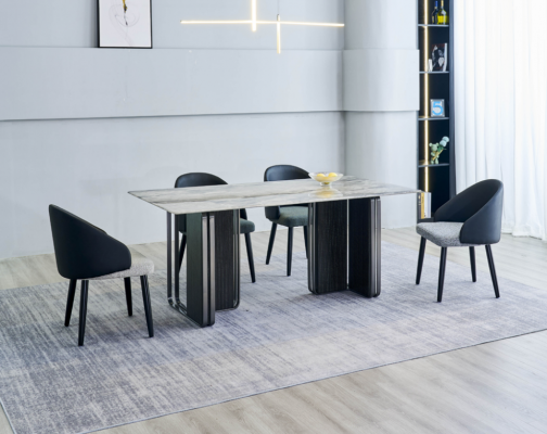 Rechteckiger Esszimmer Tisch 4x Stühle Moderne Esszimmergruppe 5tlg Neu