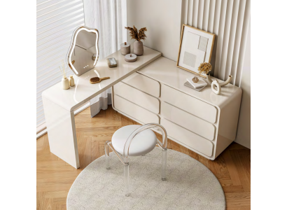Weißer Schminktisch Moderner Frisiertisch Eck-Schminktisch Schubladen