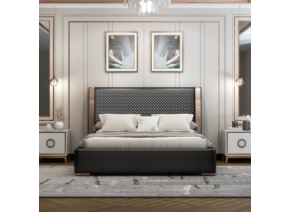 Schlafzimmer Betten Graues Lederbett Moderne Möbel Holzgestell Betten