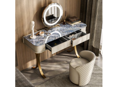 Schlafzimmer Beiger Schminktisch Designer Kosmetiktisch 2x Schubladen