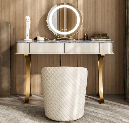 Schlafzimmer Beiger Schminktisch Designer Kosmetiktisch 2x Schubladen