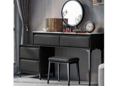 Schlafzimmer Schminktisch Frisierti schschwarz und Schubladen Stuhl