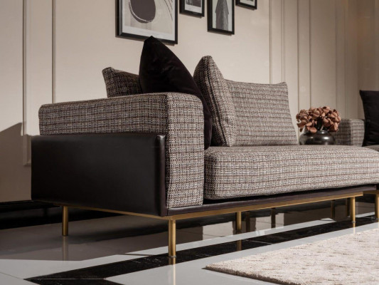 Wohnzimmer Garnitur Sofa Couchtische 5tlg Stoffsofa Grau Holz Set