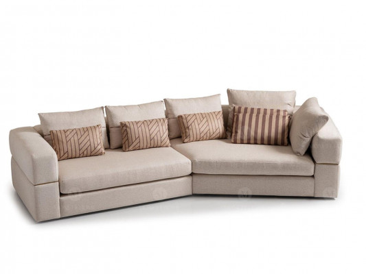 Garnitur Ecksofa Sessel Stoffsofa RTV Lowboard Beige Modern 3tlg Set