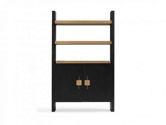 Schrank mit Regale Holzschrank Schranke Holz Schwarz Design Gold Neu