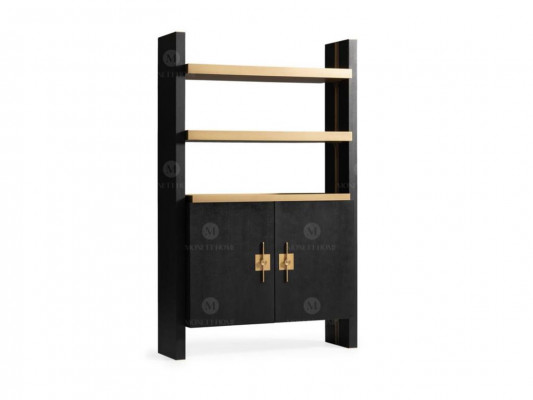 Schrank mit Regale Holzschrank Schranke Holz Schwarz Design Gold Neu