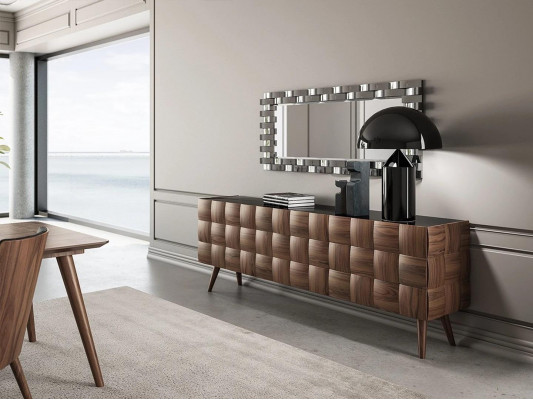 Komplett Set 7tlg Esszimmer Esstisch Neu 4x Stühle Luxus Sideboard mit Spiegel