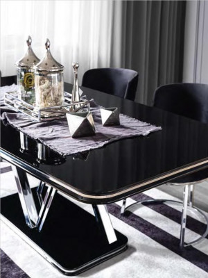 Tisch Esszimmer Garnitur Schwarzes Design Esstisch 4x Stühle 5tlg.