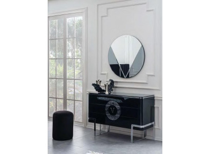 Schwarze Luxus Kommode Sideboard Edelstahlfüße Schlafzimmer Möbel Neu