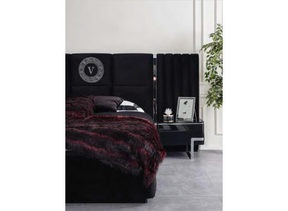 Schwarzer Nachttisch Schlafzimmer Möbel Luxus Designer Ablagetisch 2tlg.