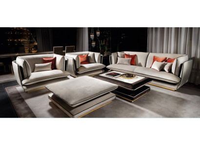Sofagarnitur 311 Sitzer Hocker Set Möbel Sofa Polster Gruppe Couch arredoclassic