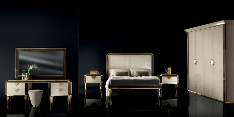 Bett Nachttisch Kleiderschrank 7 tlg. Schlafzimmer Set Design Luxus Schlafzimmer