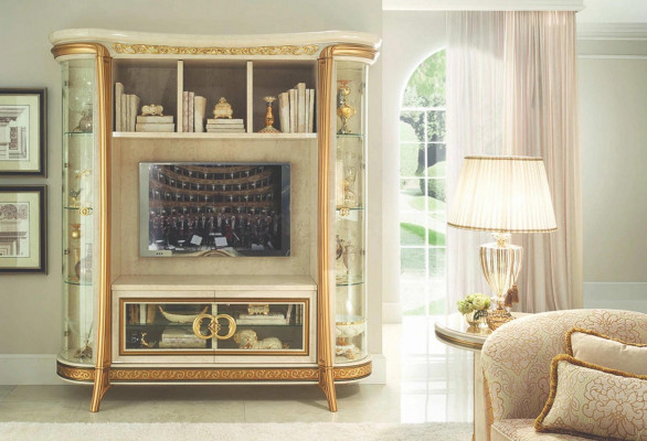Wohnzimmer Anbau Medien Wand Fernsehwand Fernsehschrank Wohnwand Barock Rokoko