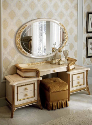 Schminktisch Tisch Schlafzimmer Hocker Spiegel Jugend Antik Stil Holz