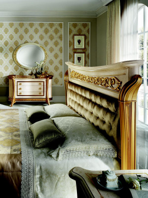 Edles Designer Schlafzimmer Bett Doppelbett Betten Chesterfield Jugendstil