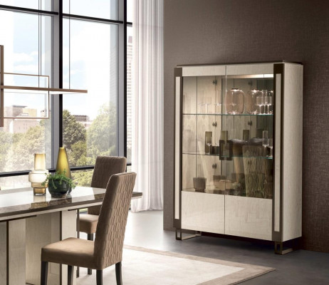 Vitrine 2 Tür Schrank Vitrinen Wohnzimmer Schränke Design Schrank Möbel Glas Neu