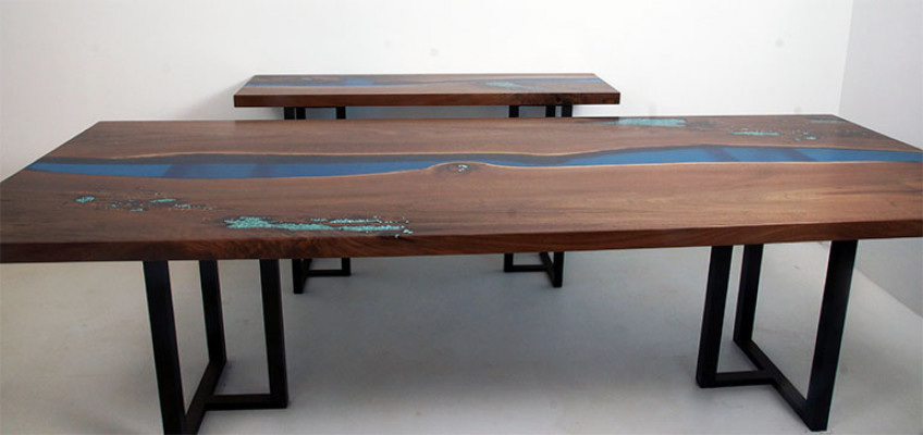 Esstisch River Table Echtes Holz Massiv Epoxidharz Tische 260x100 Neu
