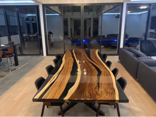 Konferenz Besprechnung River Table Echtes Holz Massiv Epoxidharz Tische