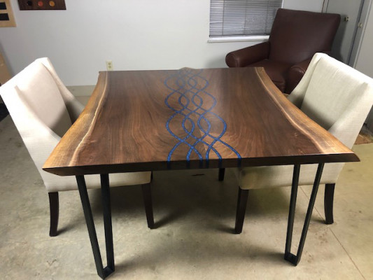 Fluss Tische Esstisch Design Tisch Moderne Meer Möbel 100x100 Epoxid Harz Ozean