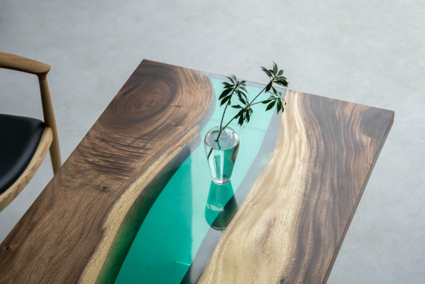 Epoxidharz Esstisch River Table Echtes Holz Massiv Tische 220x90