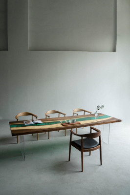 Epoxidharz Esstisch River Table Echtes Holz Massiv Tische 220x90