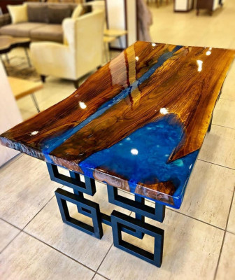 Couchtisch Blue River Table Echtes Holz Flusstisch 140x80 Tische