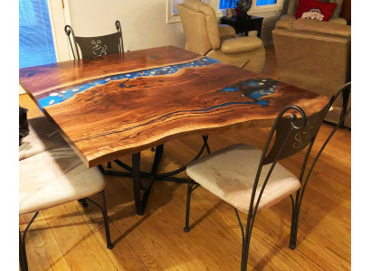 Maßanfertigung Tisch Epoxidharz Epoxy Resin Fluss Echtes Holz Preis 1qm Tische