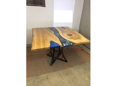 Esstisch River Table Echtes Holz Flusstisch 110x110 Massive Tische