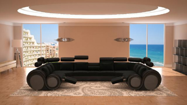 Design XXL Wohnlandschaft Sofa mit USB,Couch Polster Ecksofa Textil Stoff Neu